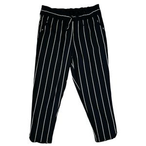 Zara trf collection Navy Blue and White Striped Stretchy Pants Size L